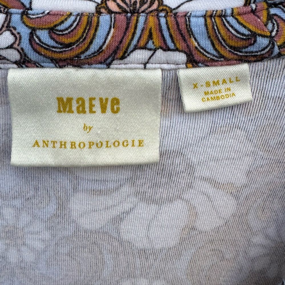 Maeve Anthropologie Women's Floral Ruched Retro 70's V-Neck Top Size XS - Picture 6 of 6